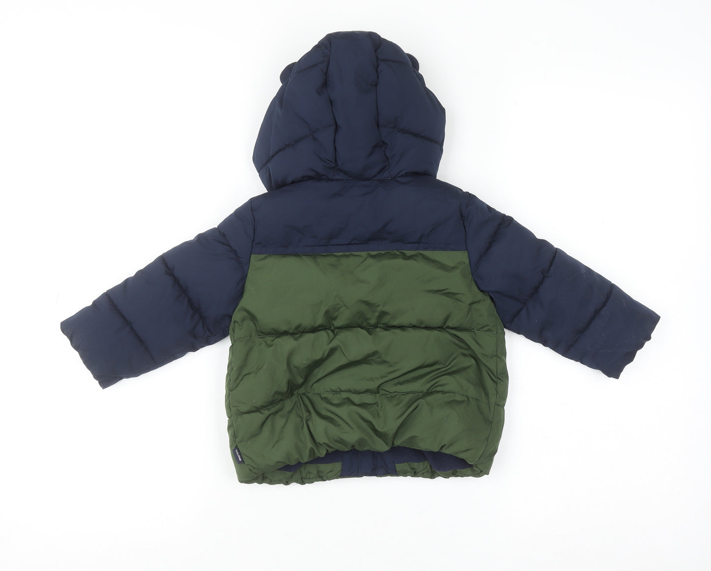 Baby GAP Unisex Blue Green Puffer Jacket 18-24 Months Hooded Winter Coat