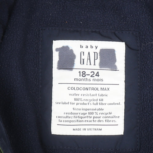 Baby GAP Unisex Blue Green Puffer Jacket 18-24 Months Hooded Winter Coat