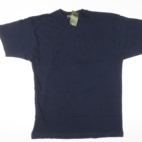 The Real McCarthy Men's Blue Cotton Crew Neck T-Shirt Size L