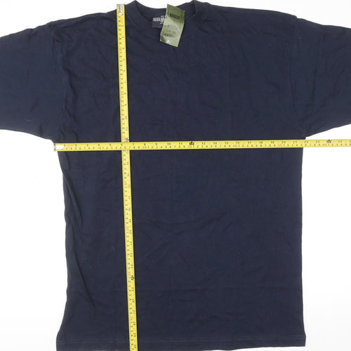 The Real McCarthy Men's Blue Cotton Crew Neck T-Shirt Size L