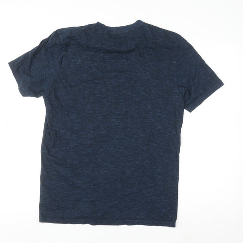 Next Men Navy Blue Graphic Cornwall Crew Neck Cotton T-Shirt Size M