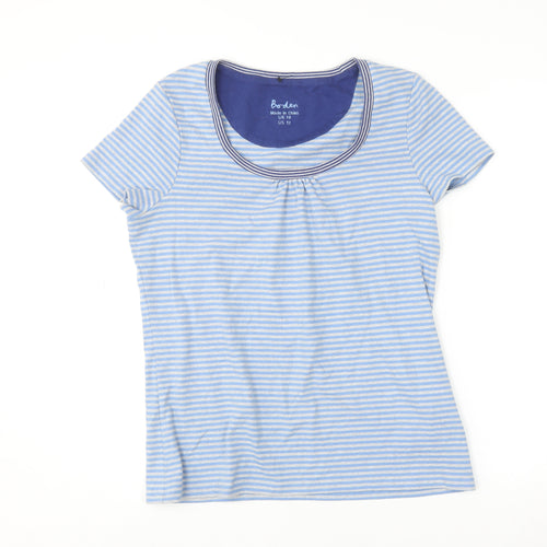 Boden Women Blue Striped Jersey T-Shirt UK 16 Short Sleeve Scoop Neck