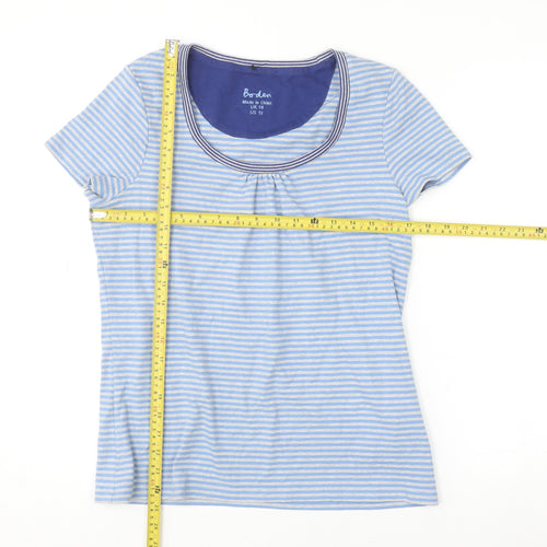 Boden Women Blue Striped Jersey T-Shirt UK 16 Short Sleeve Scoop Neck