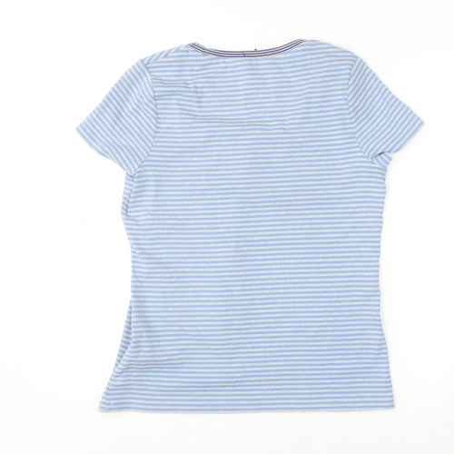Boden Women Blue Striped Jersey T-Shirt UK 16 Short Sleeve Scoop Neck