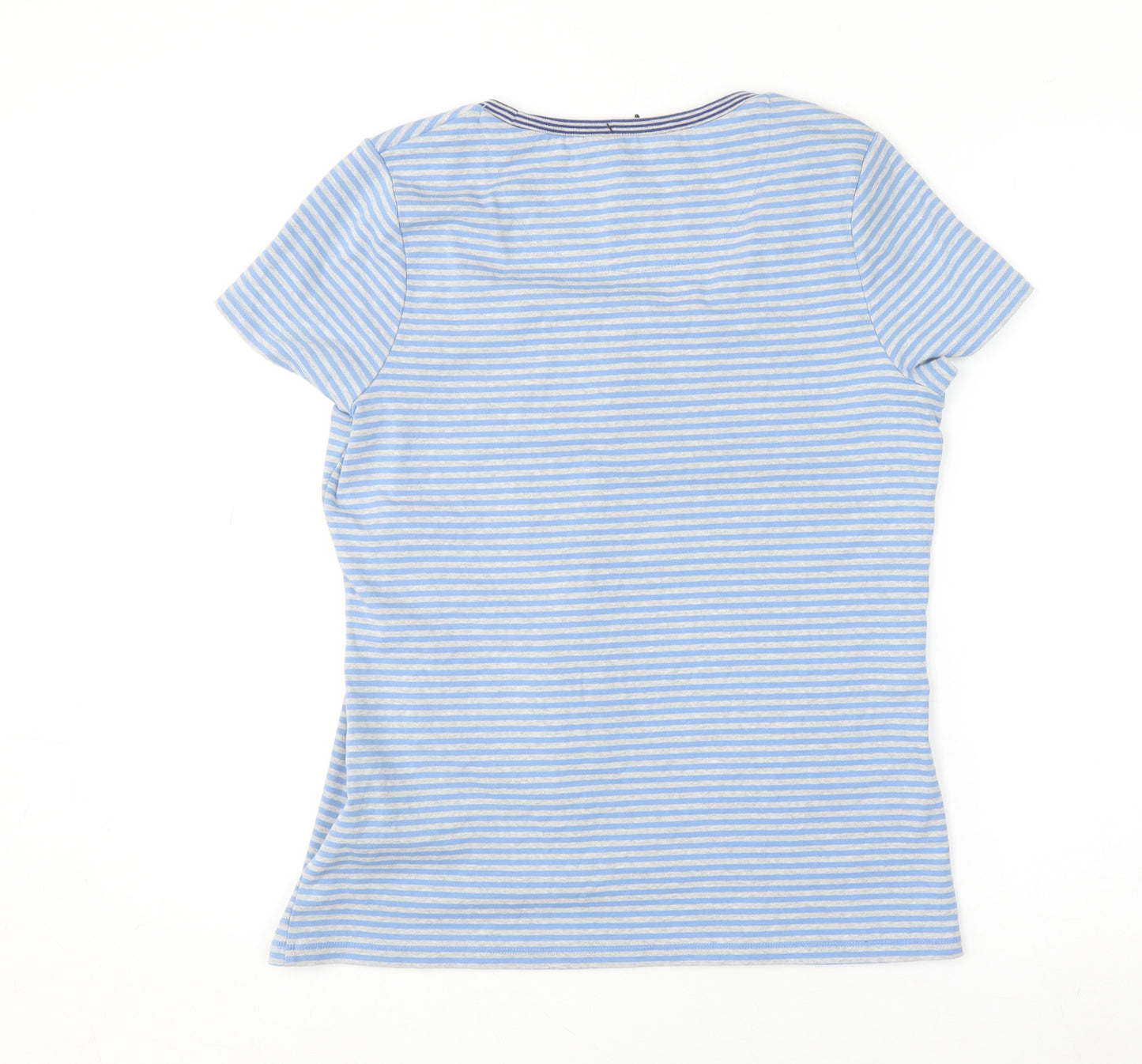 Boden Women Blue Striped Jersey T-Shirt UK 16 Short Sleeve Scoop Neck