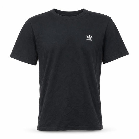 Front view of Adidas Men's Black Cotton Crew Neck Short Sleeve Sports T-Shirt M