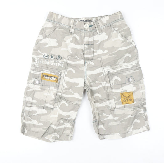 Next Boys Beige Camouflage Cargo Shorts 12 Years Cotton Lightweight Summer