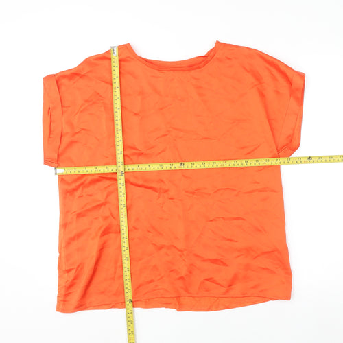 VILA Womens Orange Short Sleeve Crew Neck Blouse Size 16