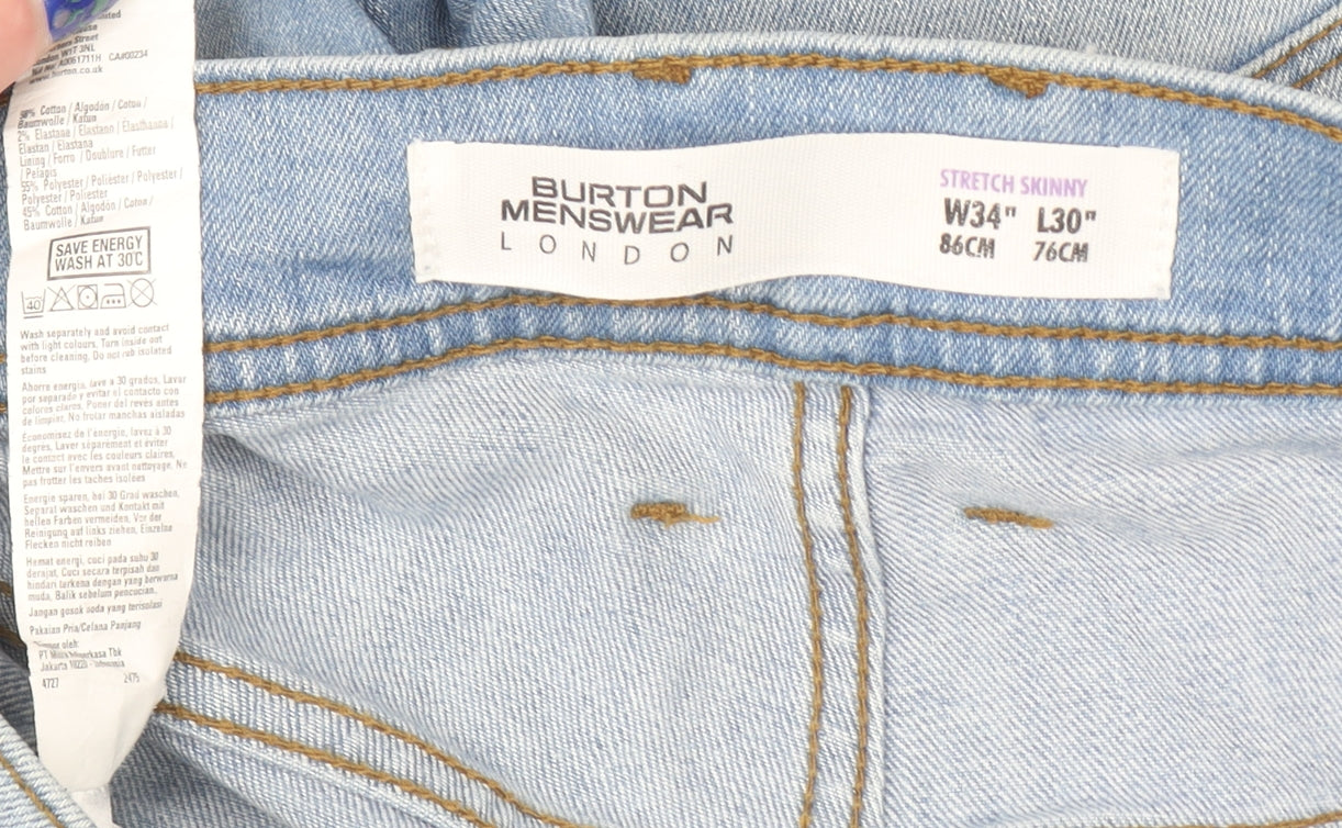 Burton Menswear London Light Blue Skinny Jeans W34 L30