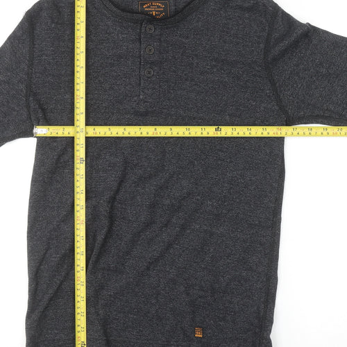 Next Men's Grey Henley Long Sleeve Cotton Jumper Size S