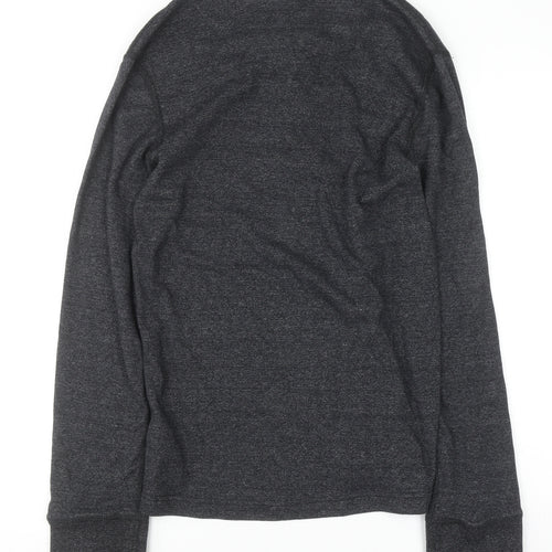 Next Men's Grey Henley Long Sleeve Cotton Jumper Size S