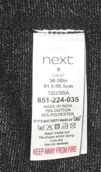 Next Men's Grey Henley Long Sleeve Cotton Jumper Size S