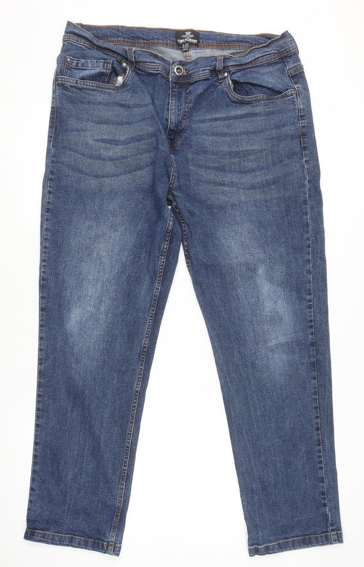 Threadbare Men's Blue Straight Denim Jeans 36W 31L Regular Fit