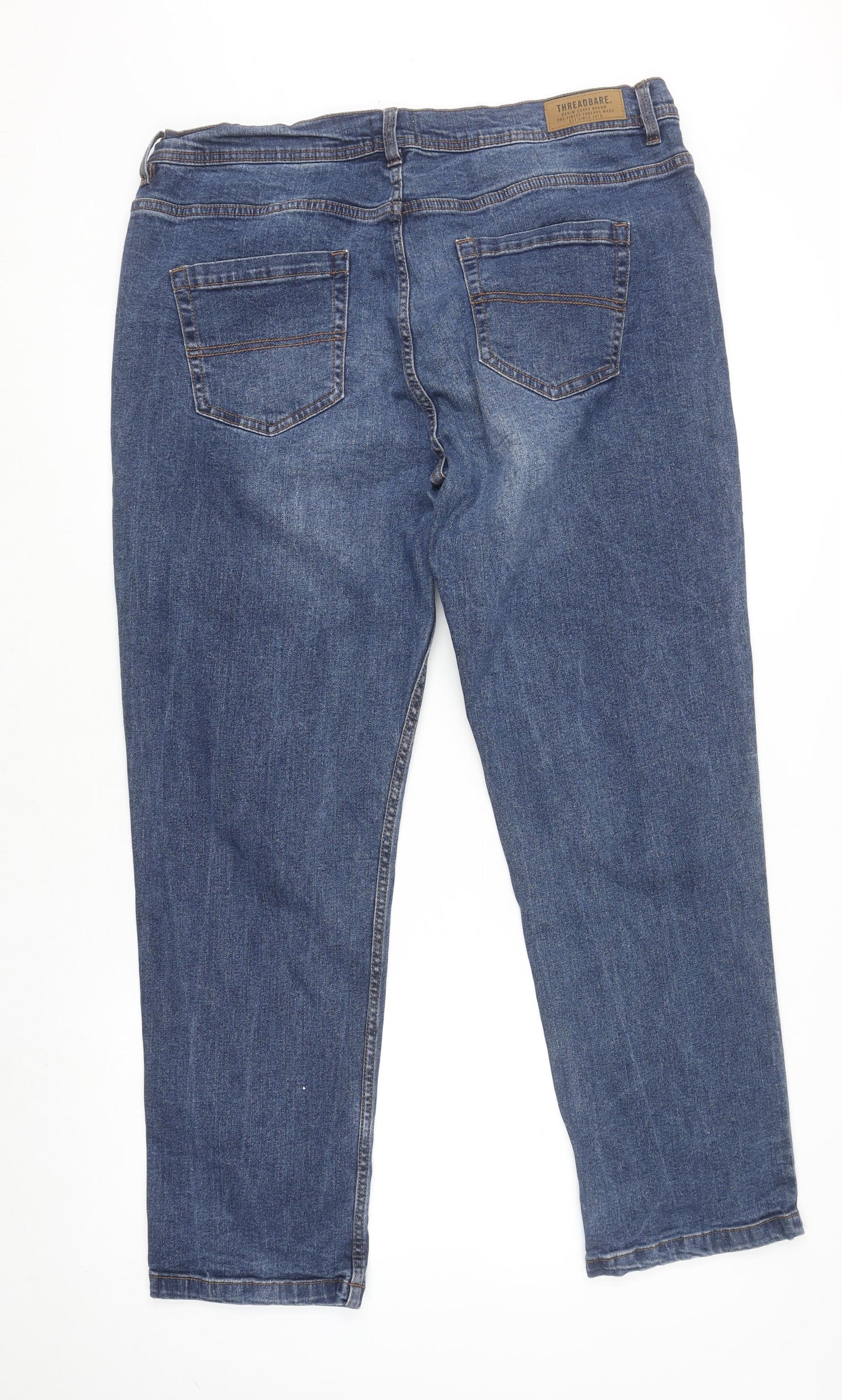 Threadbare Men's Blue Straight Denim Jeans 36W 31L Regular Fit