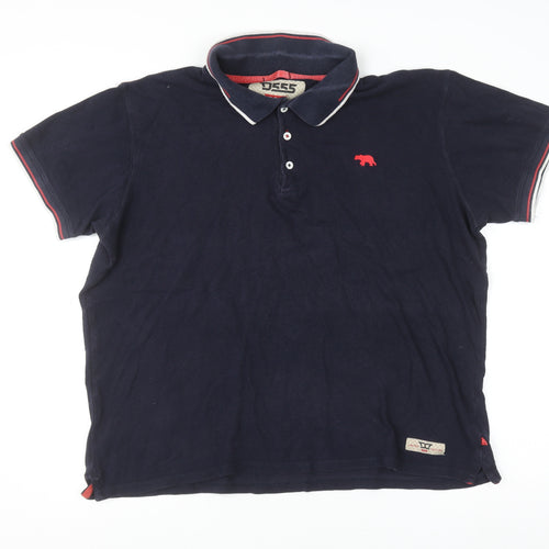 D555 Men's Blue L Polo Shirt Short Sleeve Classic Cotton