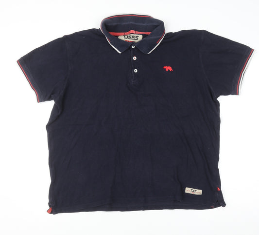 D555 Men's Blue L Polo Shirt Short Sleeve Classic Cotton