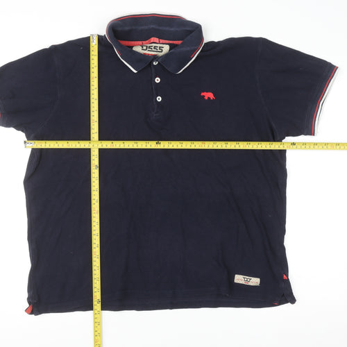 D555 Men's Blue L Polo Shirt Short Sleeve Classic Cotton