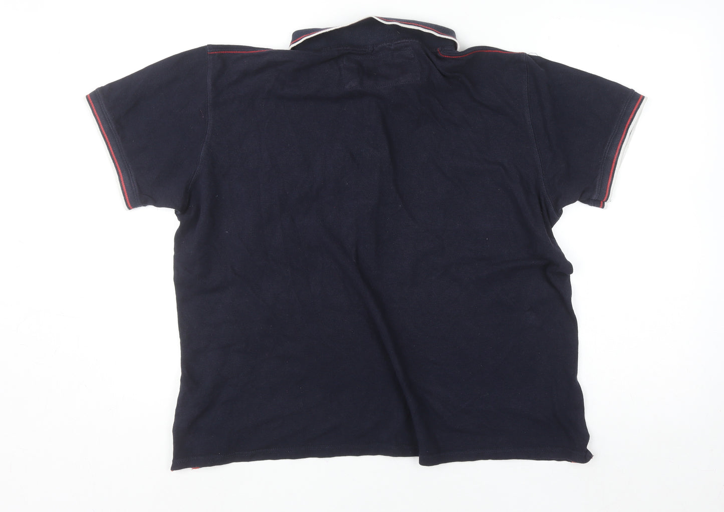 D555 Men's Blue L Polo Shirt Short Sleeve Classic Cotton