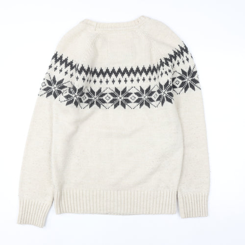 Superdry Men's Ivory Fair Isle Nordic Pullover Jumper L