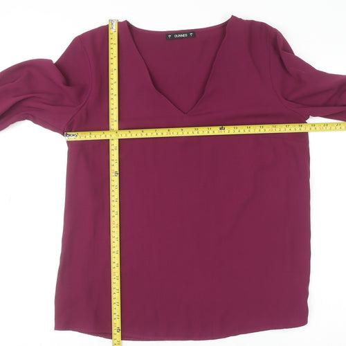 Dunnes Women Purple V-Neck Long Sleeve Pleated Cuff Blouse Size S