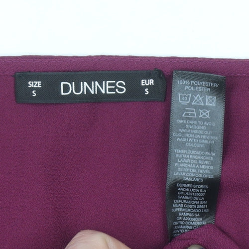 Dunnes Women Purple V-Neck Long Sleeve Pleated Cuff Blouse Size S