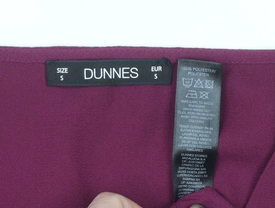 Dunnes Women Purple V-Neck Long Sleeve Pleated Cuff Blouse Size S