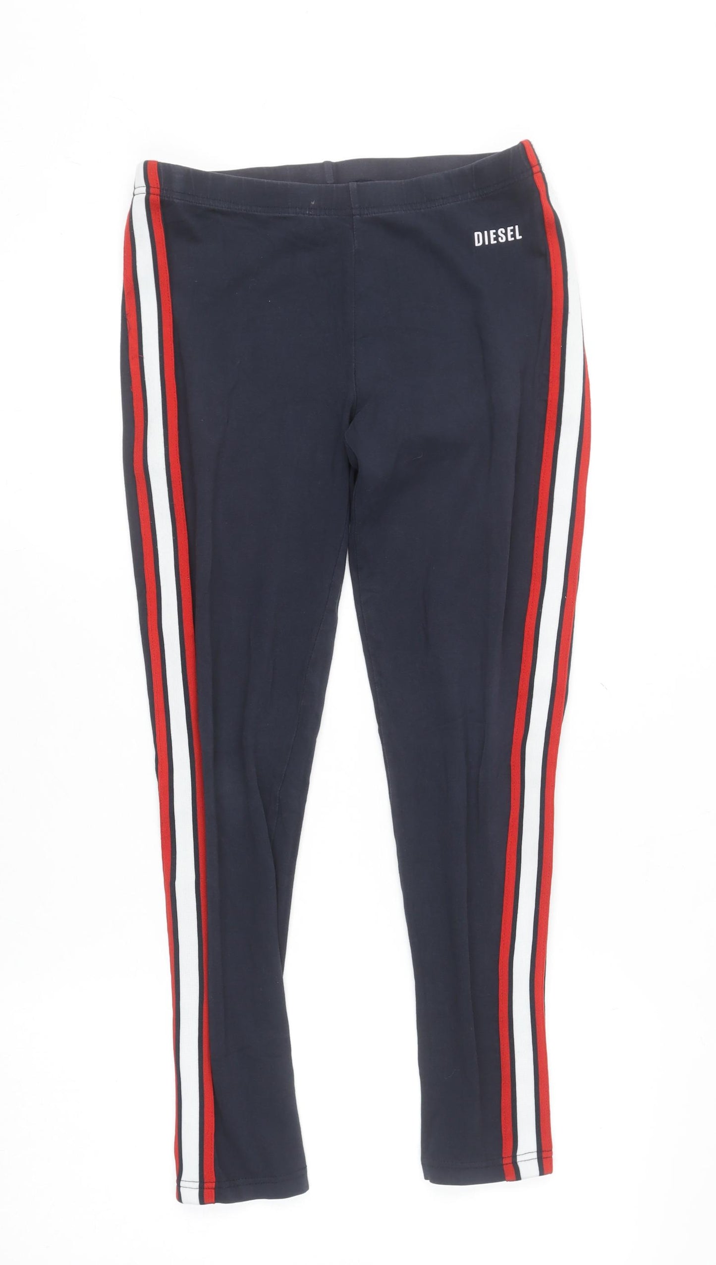 Diesel Womens Blue Stripe Leggings Size M Slim Fit Activewear