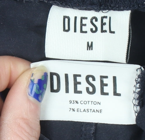 Diesel Womens Blue Stripe Leggings Size M Slim Fit Activewear