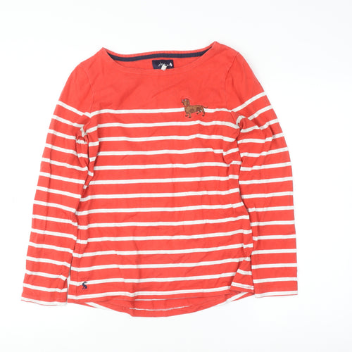 Joules Womens Red Striped Long Sleeve Cotton Top Size UK 10