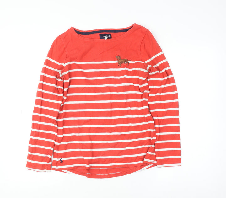 Joules Womens Red Striped Long Sleeve Cotton Top Size UK 10