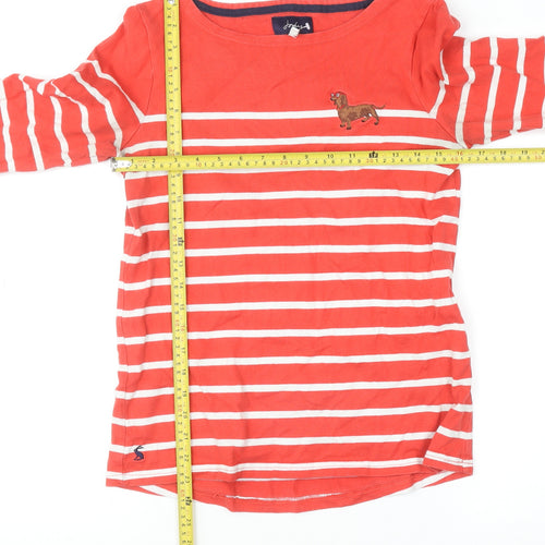Joules Womens Red Striped Long Sleeve Cotton Top Size UK 10