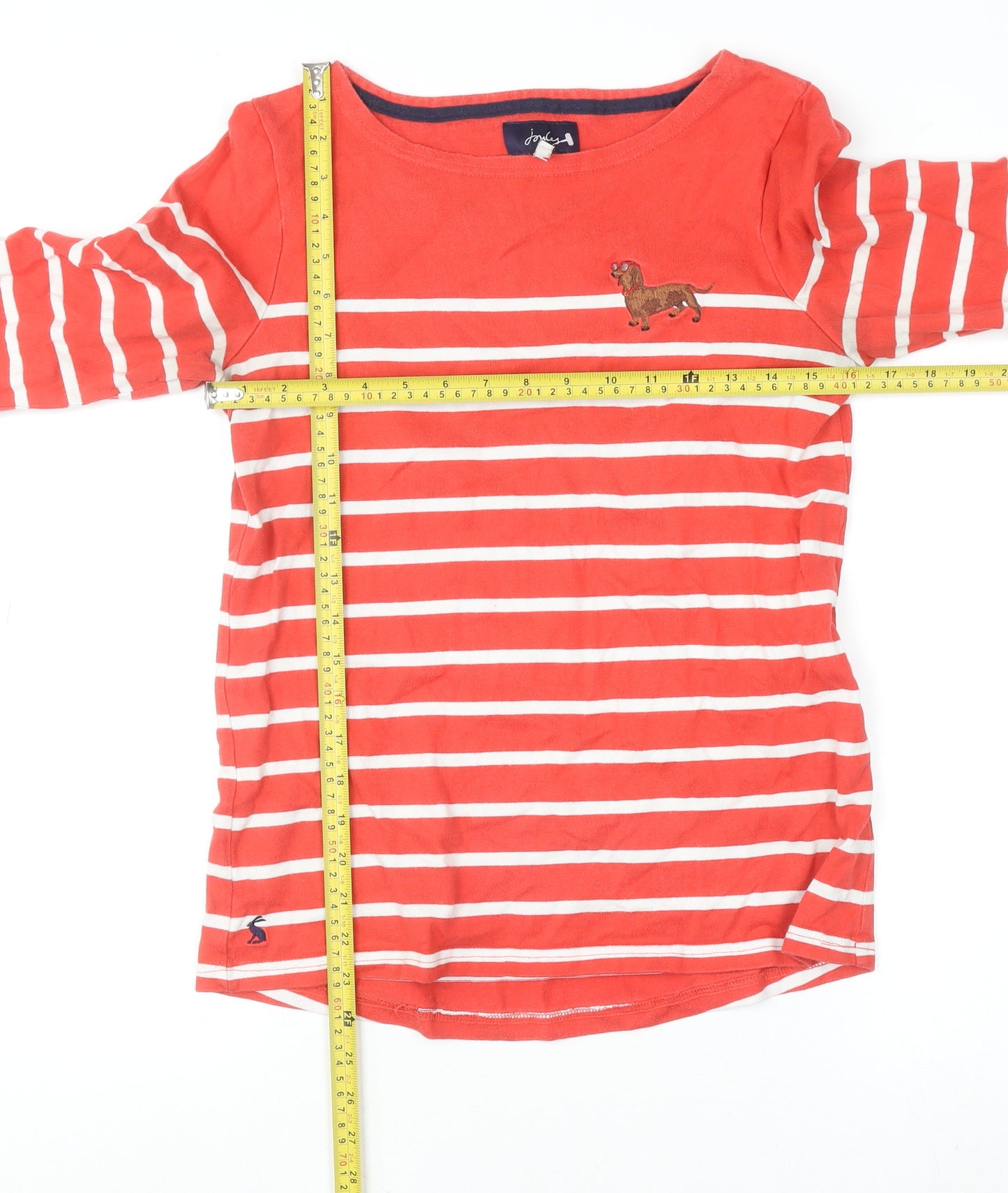 Joules Womens Red Striped Long Sleeve Cotton Top Size UK 10