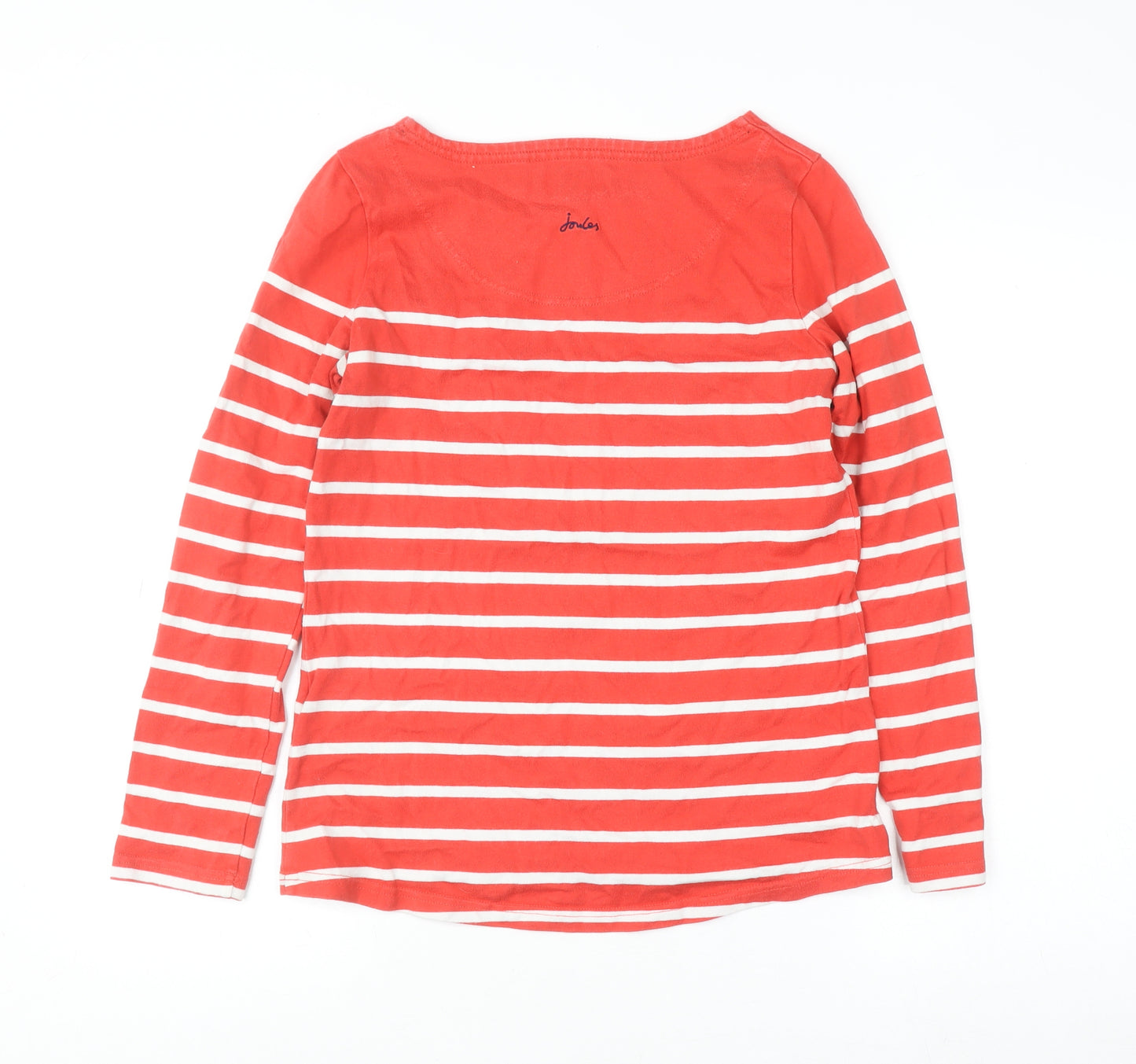 Joules Womens Red Striped Long Sleeve Cotton Top Size UK 10