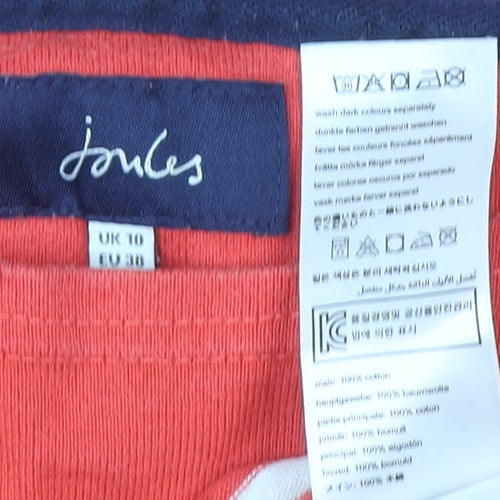 Joules Womens Red Striped Long Sleeve Cotton Top Size UK 10