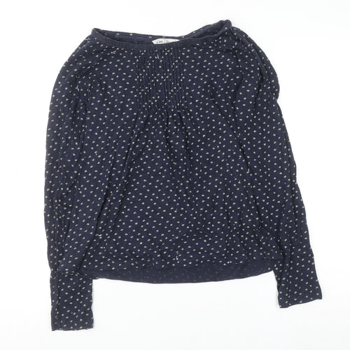 Fat Face Women Blue Cotton Floral Long Sleeve Tunic Blouse Size 12