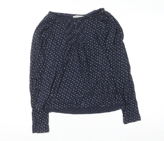 Fat Face Women Blue Cotton Floral Long Sleeve Tunic Blouse Size 12