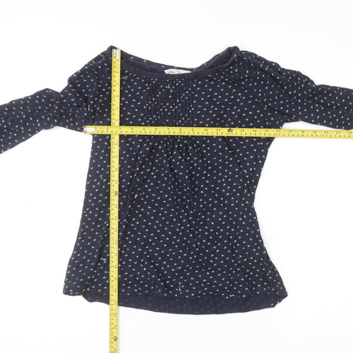 Fat Face Women Blue Cotton Floral Long Sleeve Tunic Blouse Size 12