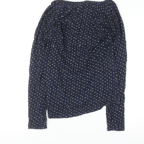 Fat Face Women Blue Cotton Floral Long Sleeve Tunic Blouse Size 12