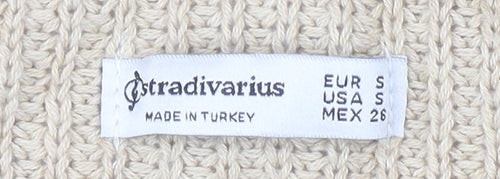 Stradivarius Women’s Beige Chunky Knit Button Cardigan Size 8