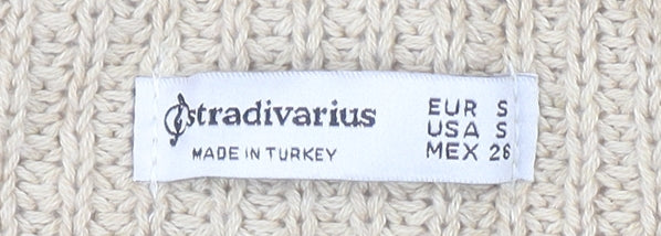 Stradivarius Women’s Beige Chunky Knit Button Cardigan Size 8