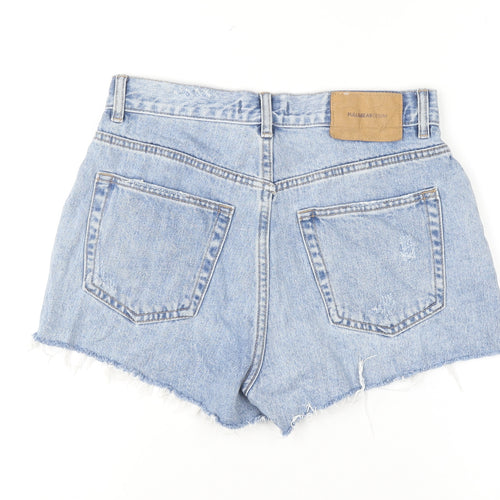 Pull&Bear Women’s Blue Cut-Off Denim Shorts Size 8 High Waist