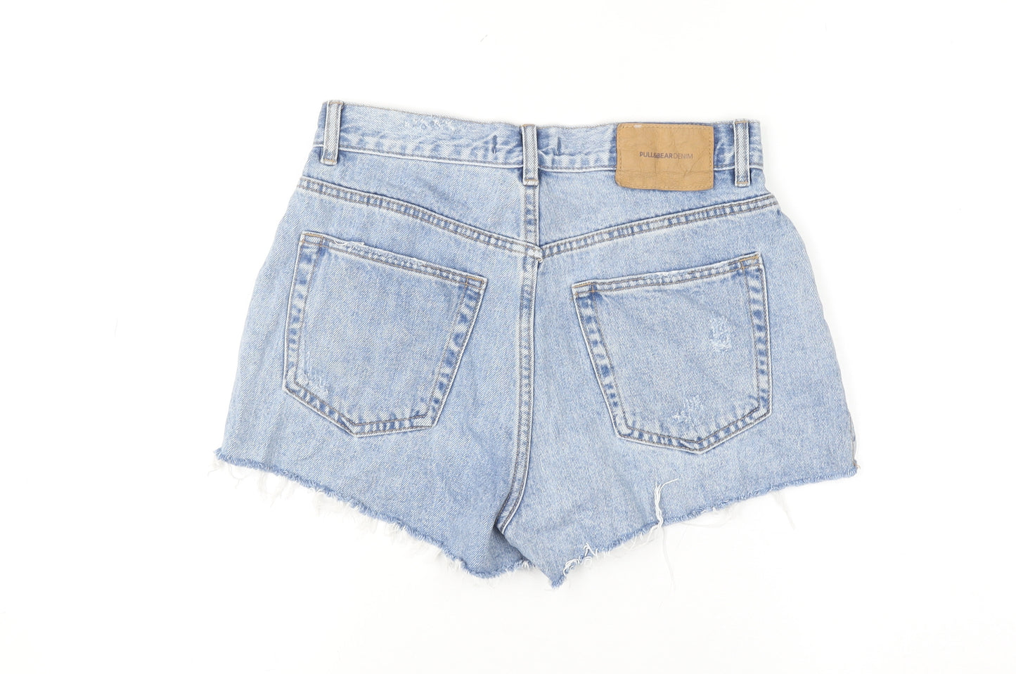 Pull&Bear Women’s Blue Cut-Off Denim Shorts Size 8 High Waist