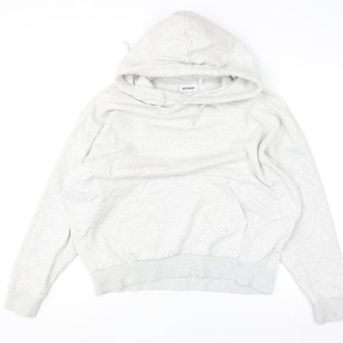 Weekday Women Grey Small Pullover Hoodie Cotton Blend Casual