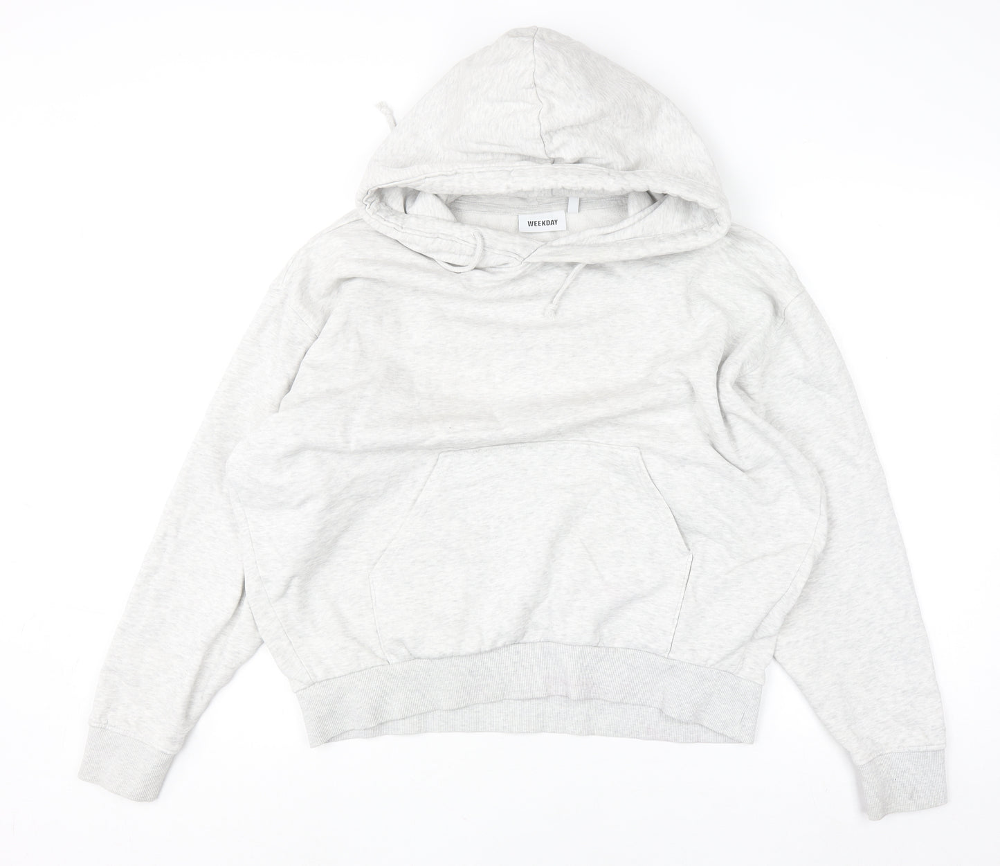 Weekday Women Grey Small Pullover Hoodie Cotton Blend Casual