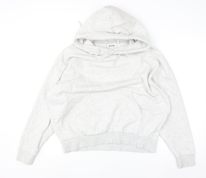 Weekday Women Grey Small Pullover Hoodie Cotton Blend Casual