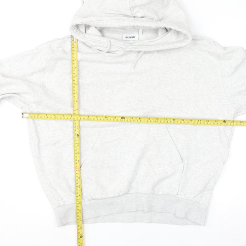 Weekday Women Grey Small Pullover Hoodie Cotton Blend Casual