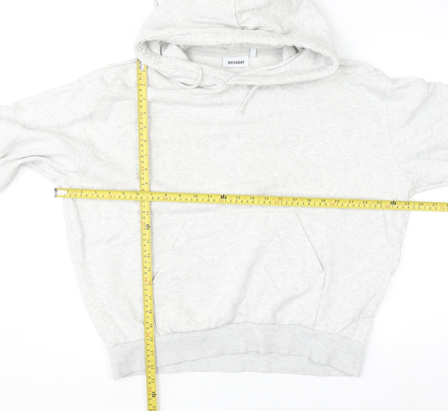Weekday Women Grey Small Pullover Hoodie Cotton Blend Casual