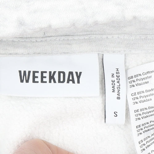Weekday Women Grey Small Pullover Hoodie Cotton Blend Casual