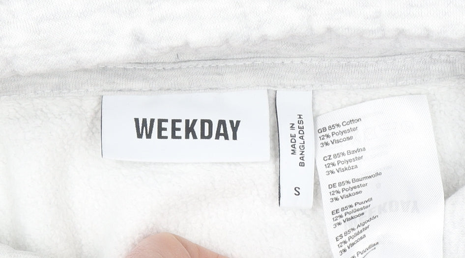Weekday Women Grey Small Pullover Hoodie Cotton Blend Casual