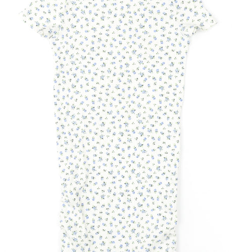 H&M Teens White Floral Bodycon Midi Dress Size 12-14